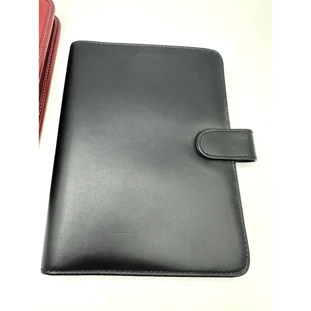 Vintage Lot Of 3 Franklin Covey Daytimer Ring Binder Organizer Black Red